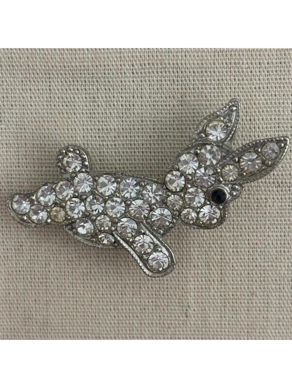 Crystal Rhinestone Bunny Brooch